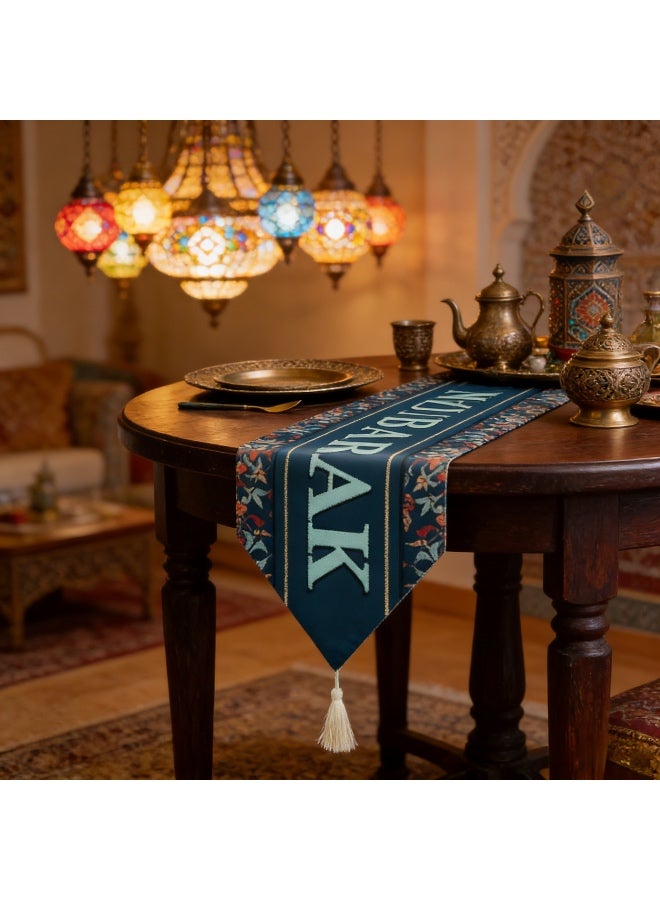 مفرش طاولة رمضان مبارك - زينة طاولة رمضان فوانيس المسجد الإسلامية - مستلزمات زينة حفلة رمضان مبارك 2026 - Image 5